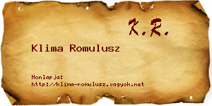 Klima Romulusz névjegykártya